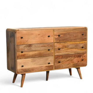Mid-Century Modern Oak Curved 4-Drawer Dresser