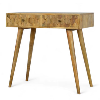 Mid-Century Modern Solid Wood Carved Console Table