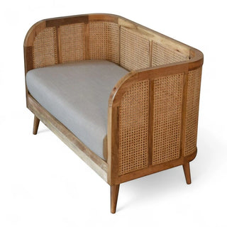 Mud Linen Rattan Sofa | Handcrafted Solid Wood Frame