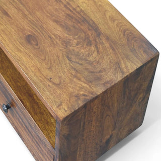 Mid-Century Modern Chestnut Wall-Mounted TV Stand with Drawers