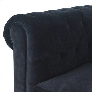 Black Velvet Chesterfield Sofa | Handcrafted 2-Seater