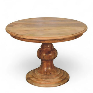 Round Turned Dining Table | Solid Mango Wood