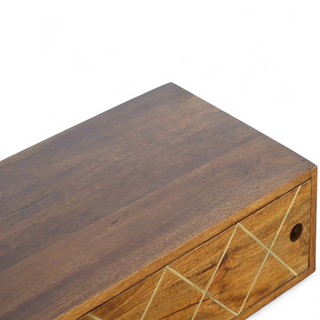 Sliding Brass Inlay Media Console | Solid Mango Wood