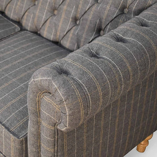 Pewter Tweed Chesterfield 2-Seater Sofa | Handcrafted Upholstery