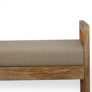 Rattan Bench Raised Cane Side Panels Mud Linen Seat Natural Rattan