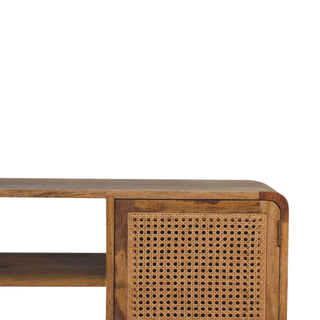 Larrisa Rattan Sideboard Media Unit Cane Double Doors Open Centre Shelf Natural Rattan