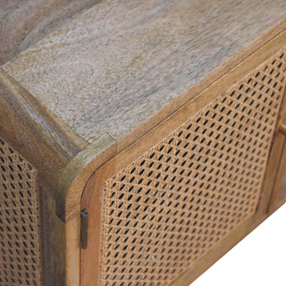 Larrisa Rattan Sideboard Media Unit Cane Double Doors Open Centre Shelf Natural Rattan