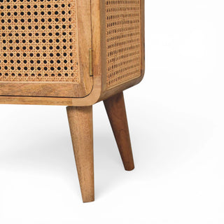 Larrisa Rattan Sideboard Media Unit Cane Double Doors Open Centre Shelf Natural Rattan