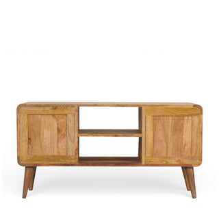 Larrisa Rattan Sideboard Media Unit Cane Double Doors Open Centre Shelf Natural Rattan