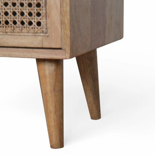 Larrisa Rattan Sideboard Media Unit Cane Drawers Twin Open Slots Natural Rattan