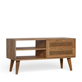 Larrisa Rattan Sideboard Media Unit Cane Drawers Twin Open Slots Natural Rattan