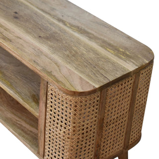 Larissa Rattan Sideboard Media Unit Open Shelves Cane Side Panels Natural Rattan