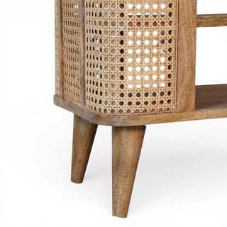 Larissa Rattan Sideboard Media Unit Open Shelves Cane Side Panels Natural Rattan