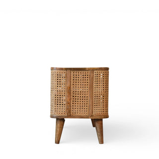 Larissa Rattan Sideboard Media Unit Open Shelves Cane Side Panels Natural Rattan