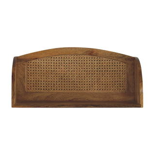 Larissa Rattan Wall Shelf Woven Cane Back Arch Top Open Display Natural Rattan