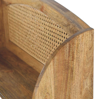 Larissa Rattan Wall Shelf Woven Cane Back Arch Top Open Display Natural Rattan