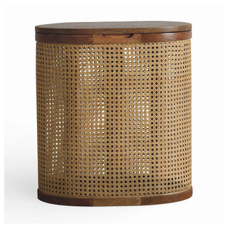 Larissa Rattan Storage Box Lift-Up Lid Cane Cylinder Seat Natural Rattan