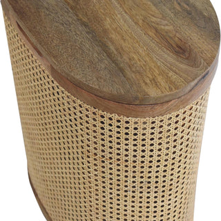 Larissa Rattan Storage Box Lift-Up Lid Cane Cylinder Seat Natural Rattan