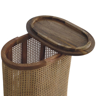 Larissa Rattan Storage Box Lift-Up Lid Cane Cylinder Seat Natural Rattan