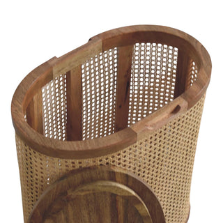 Larissa Rattan Storage Box Lift-Up Lid Cane Cylinder Seat Natural Rattan