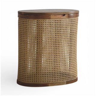 Larissa Rattan Storage Box Lift-Up Lid Cane Cylinder Seat Natural Rattan