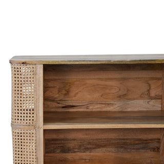 Larissa Rattan Sideboard Open Shelves Curved Cane Side Columns Natural Rattan