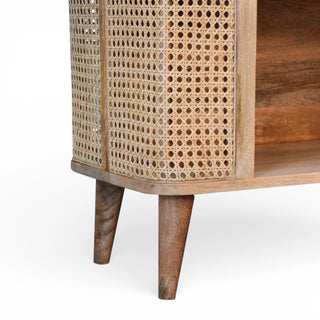 Larissa Rattan Sideboard Open Shelves Curved Cane Side Columns Natural Rattan
