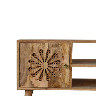 Rosalie Rattan Sideboard Media Unit Cut-Out Petal Doors Natural Rattan