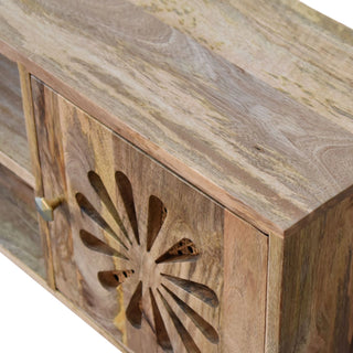 Rosalie Rattan Sideboard Media Unit Cut-Out Petal Doors Natural Rattan