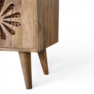 Rosalie Rattan Sideboard Media Unit Cut-Out Petal Doors Natural Rattan