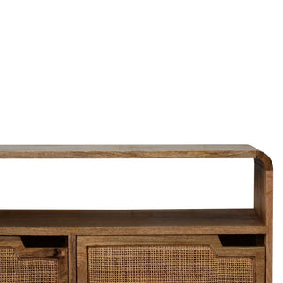 Tallin Rattan Sideboard Cane Drawer Fronts Open Shelf Natural Rattan