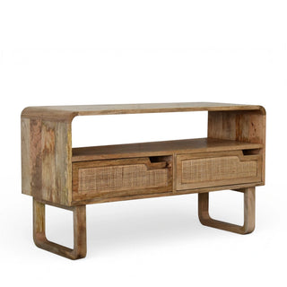 Tallin Rattan Sideboard Cane Drawer Fronts Open Shelf Natural Rattan