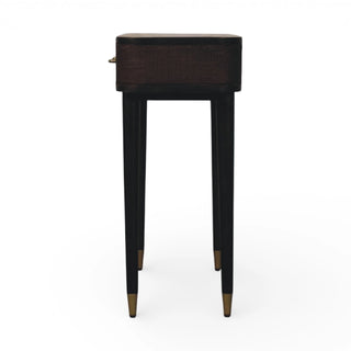 Belmont Rattan Console Table Woven Side Panels 2 Drawers Brass-Capped Legs Natural Rattan