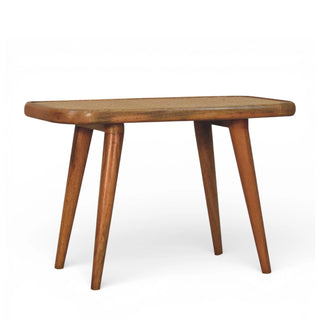 Larissa Rattan Bench Woven Cane Top Rounded Corners Splayed Legs Natural Rattan