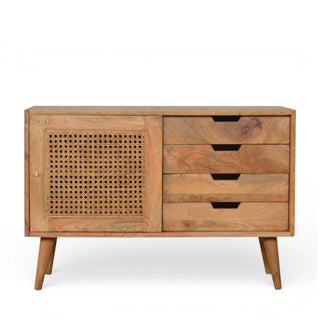 Larissa Rattan Chest of Drawers Cane Door 4 Drawer Hybrid Natural Rattan