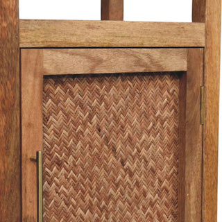 Rattan Wardrobe Open Shelf Unit Woven Cabinet Door Golden Teak Natural Rattan