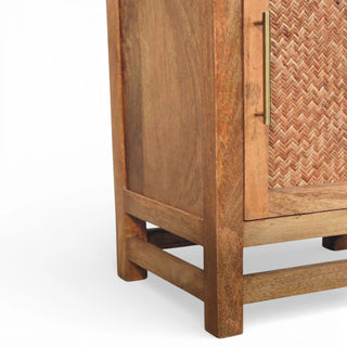 Rattan Wardrobe Open Shelf Unit Woven Cabinet Door Golden Teak Natural Rattan
