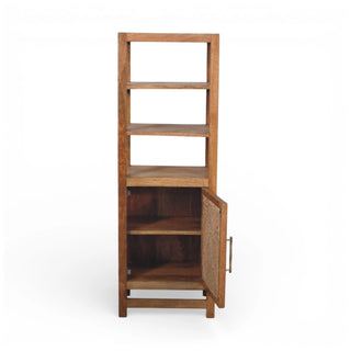 Rattan Wardrobe Open Shelf Unit Woven Cabinet Door Golden Teak Natural Rattan