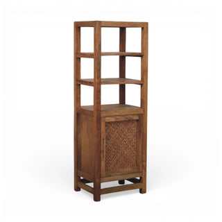 Rattan Wardrobe Open Shelf Unit Woven Cabinet Door Golden Teak Natural Rattan