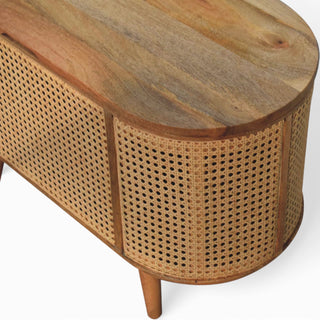 Larrisa Rattan Storage Box Oval Blanket Chest Lift-Up Lid Natural Rattan