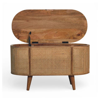 Larrisa Rattan Storage Box Oval Blanket Chest Lift-Up Lid Natural Rattan