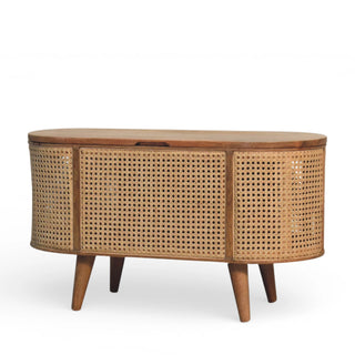 Larrisa Rattan Storage Box Oval Blanket Chest Lift-Up Lid Natural Rattan