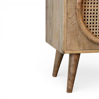 Larissa Rattan Sideboard Circular Cane Porthole Panel 3 Drawers Natural Rattan