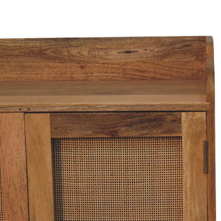 Rattan Wardrobe Cabinet Cane Double Doors T-Bar Handles Natural Rattan