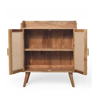 Rattan Wardrobe Cabinet Cane Double Doors T-Bar Handles Natural Rattan