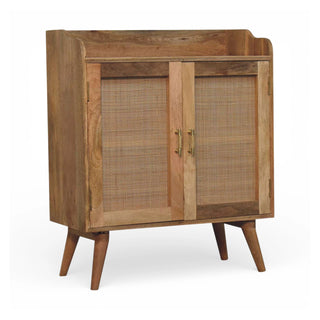 Rattan Wardrobe Cabinet Cane Double Doors T-Bar Handles Natural Rattan