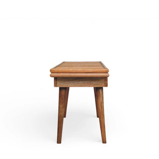 Larissa Rattan Bench Tri-Panel Cane Top Nordic Legs Natural Rattan