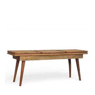 Larissa Rattan Bench Tri-Panel Cane Top Nordic Legs Natural Rattan