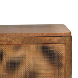 Larissa Rattan Storage Box Square Cube Cane Panel Lift-Up Lid Natural Rattan