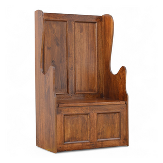 Mid-Century Bench with Storage | Lid-Up Solid Wood